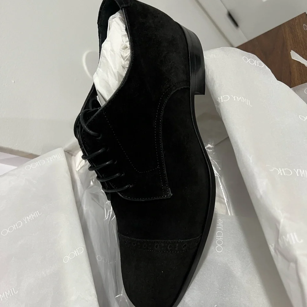 Mens black dress shoe jimmy Choo suede, laces - Picture 10 of 13